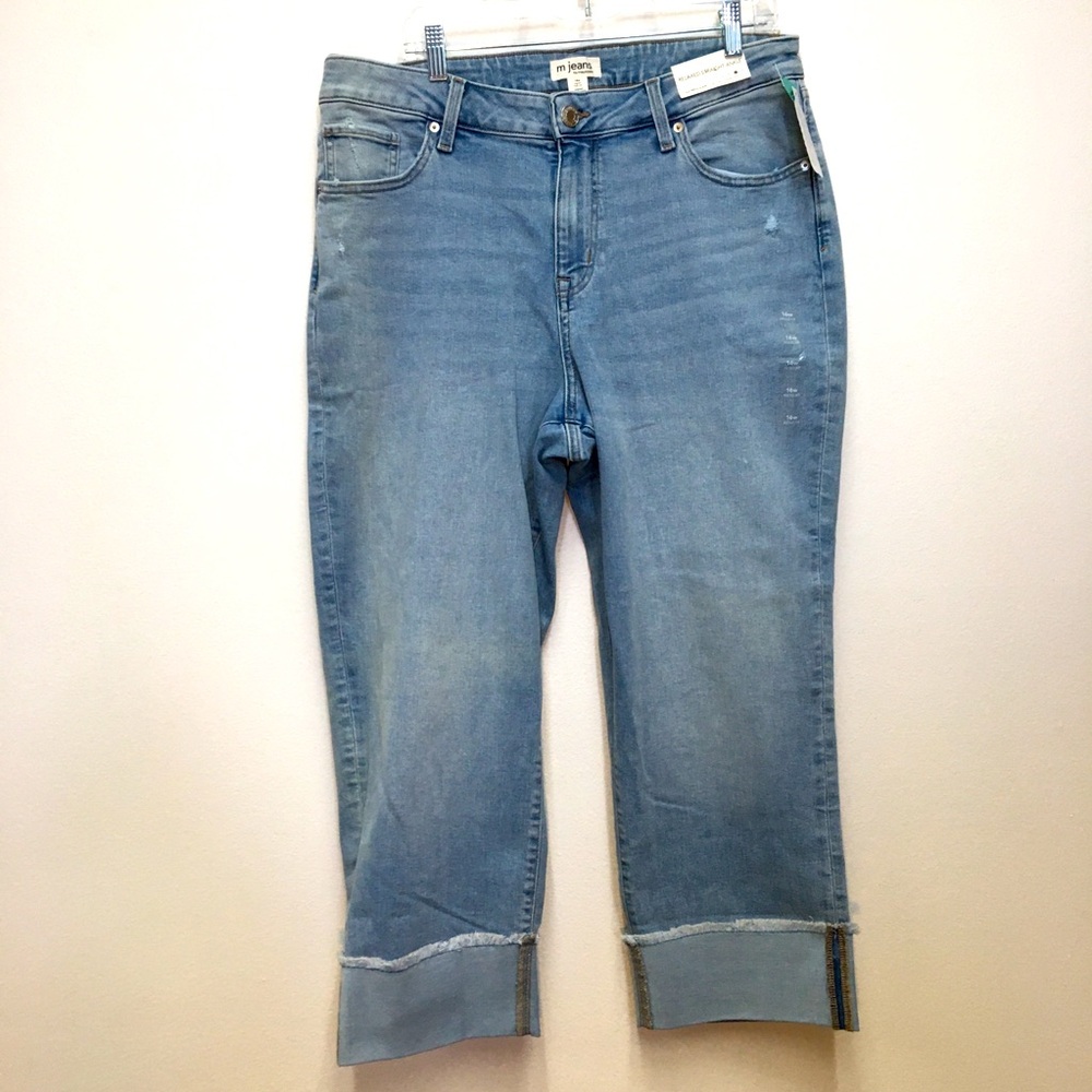 M Jeans Relaxed Straight Ankle 16W Light Wash High Rise Super Stretch Casual
